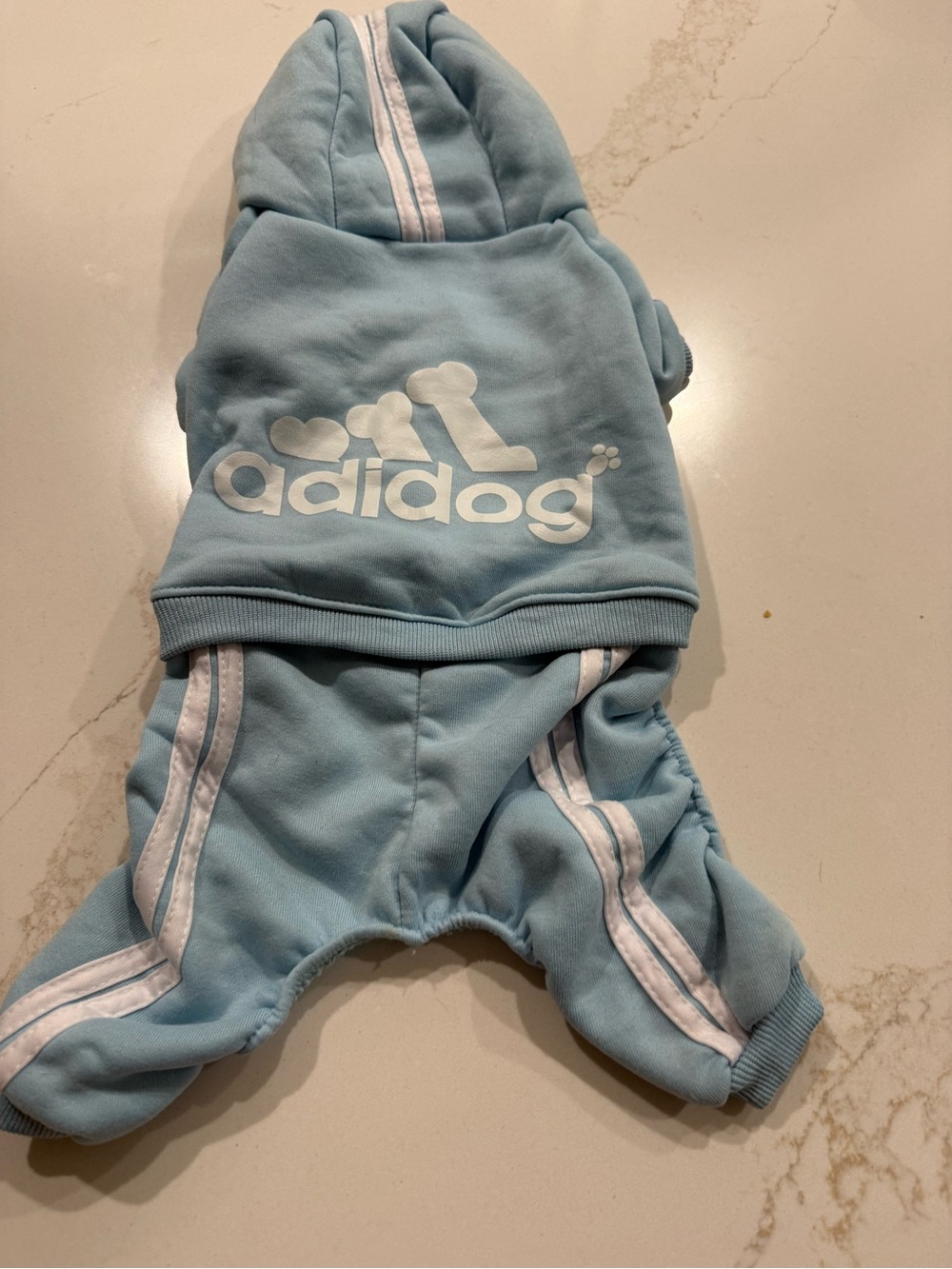 Adidog Light Blue Tracksuit  with Hoodie for dogs